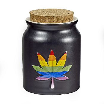 EMBOSSED LEAF MATT BLACK MUG - RAINBOW LEAF